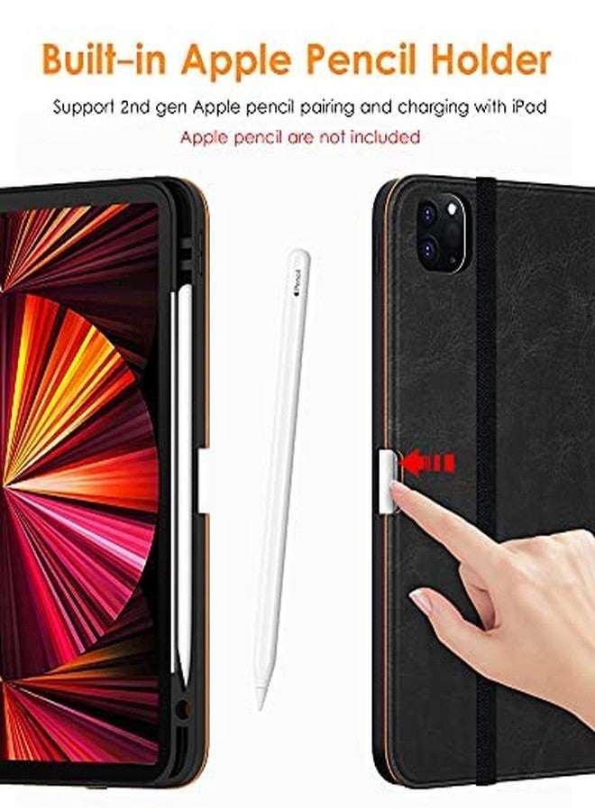 DTTO Case for iPad Pro 11 Inch 4th / 3rd / 2nd / 1st Generation 2022/2021/2020/2018,Premium PU Leather Folio Stand Cover with Hand Strap, Auto Wake/Sleep,Multiple Viewing Angles, Black Brown - Image 5